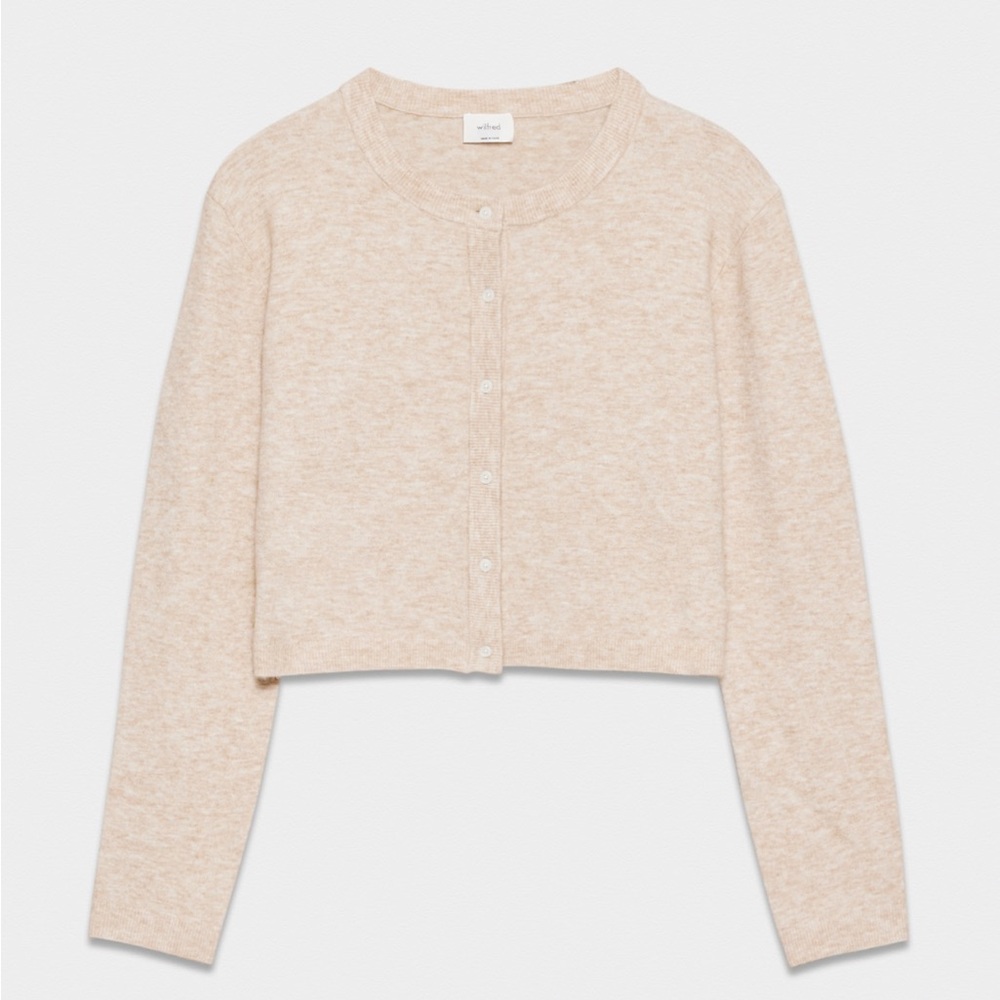 Aritzia Wilfred Sicily Cropped Cardigan, Size S, Oatmeal Color